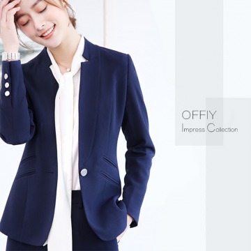 OFFIY-Impress2018春新款英伦修身黑色套装chic小西装外套女大码