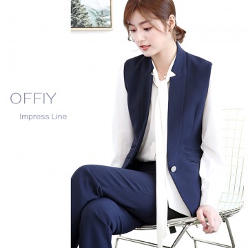 OFFIY西装马甲女夏2018新款春秋经典英伦修身套装bf马甲百搭大码