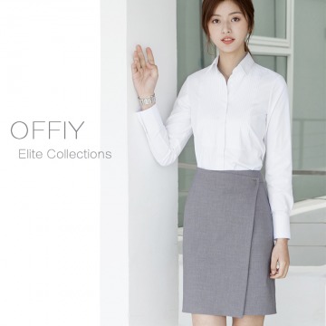 OFFIY灰色黑色A字裙职业装女夏面试正装及膝大码职业半身裙夏2018
