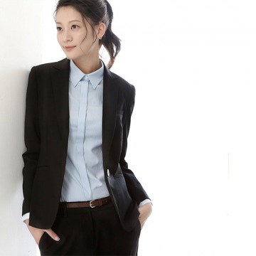 OFFIY职业公务员面试白色正式防走光收腰修身棉衬衫女长袖衬衫
