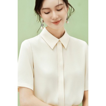 温柔金波摇影 高级醋酸漂亮气质职业女好看衬衫夏上衣新款
